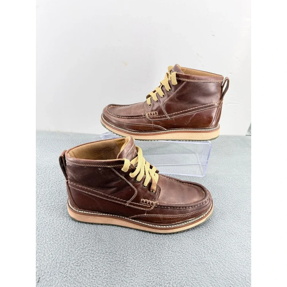Ariat Men's 9.5D Brown Leather Chukka Moc Toe Lace Up Boots Work Style 10025144